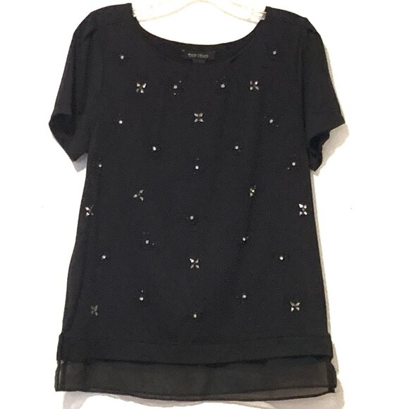 White House Black Market Tops - White House Black Market Medium Black Short Sleeve Blouse